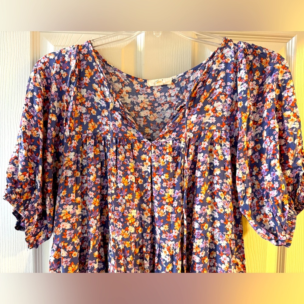 1/2 sleeve oversized floral midi dress women’s M